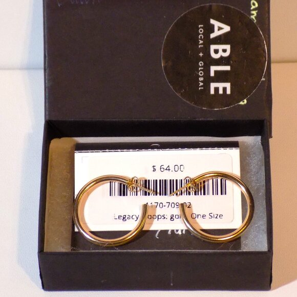 New w/$64 Tag ABLE Gold-Filled Legacy Hoop Earrings, Handmade in USA - Picture 1 of 5